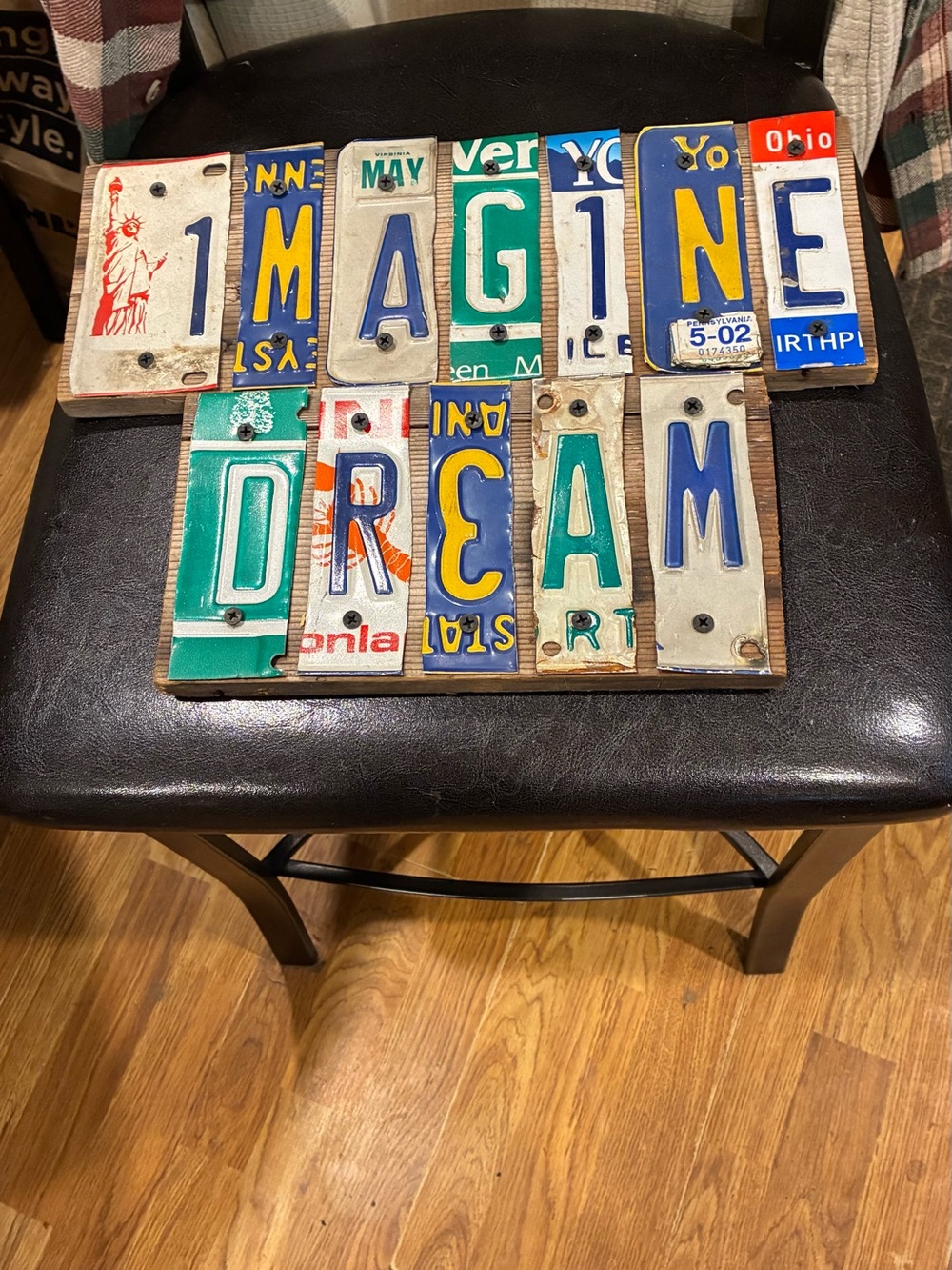 IMAGINE DREAM Handmade License Plate Word Art